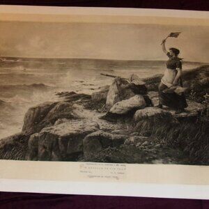 Original 1893 Signed R.H. Carter Etching - A Message From The Reef